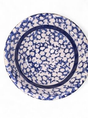 La Primula Spongewear Bowl Blue Splatter Ceramic Dinner Plate - Home Dining